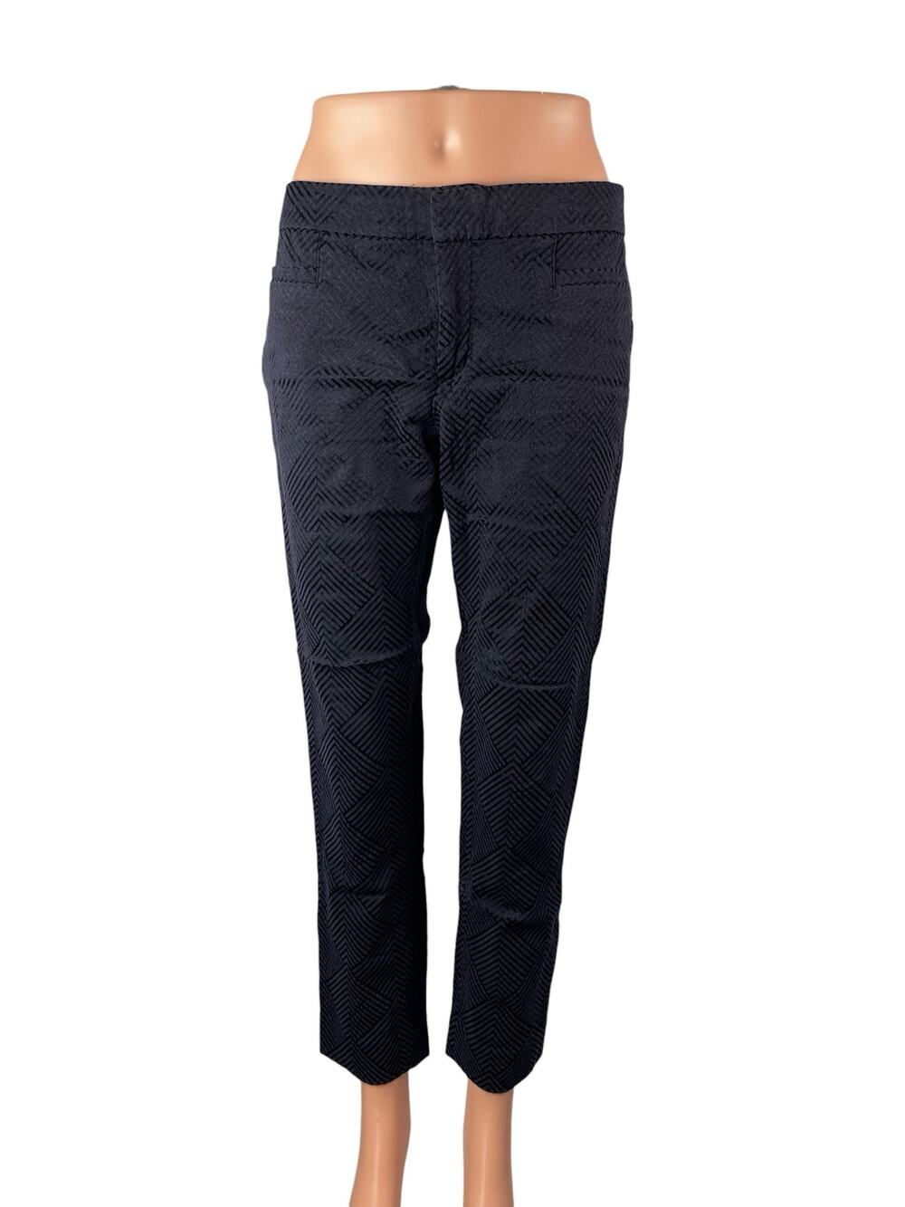 Banana Republic Women's Navy Blue Argyle Pattern Straight Trousers Pants Size 4